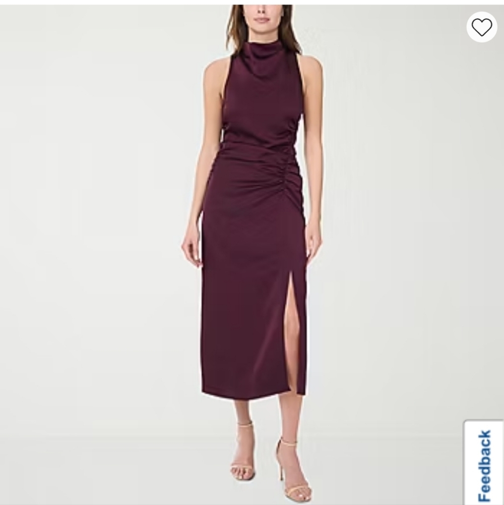 JCPenney Sleeveless Midi Dress in Deep Burgundy